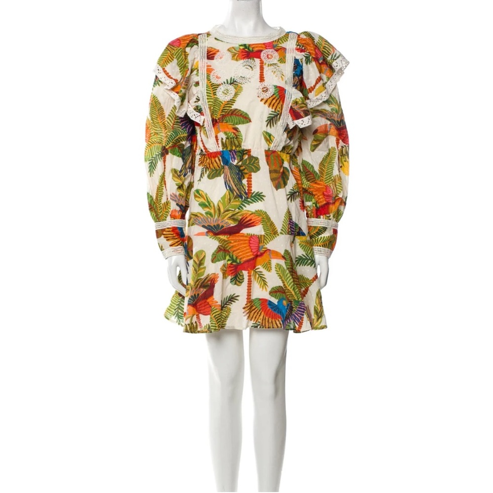 Farm Rio Forest Birds long sleeve mini dress